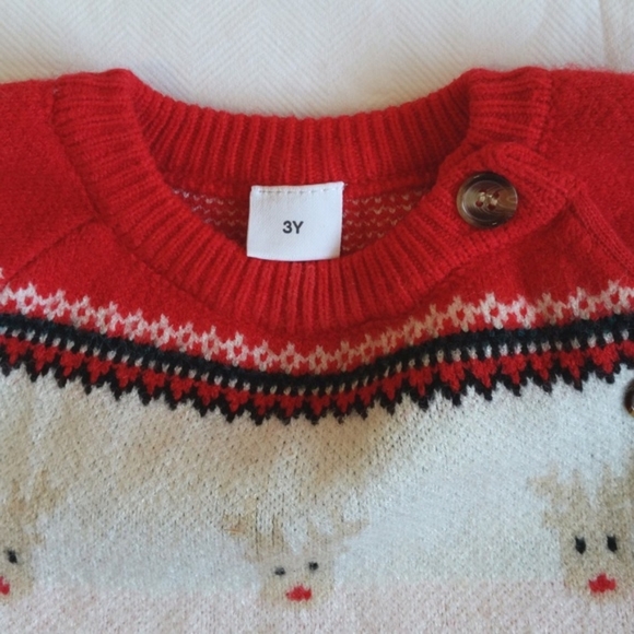 pat pat red reindeer 100% viscose comfy crewneck knit sweater 3T toddler unisex - Picture 3 of 9